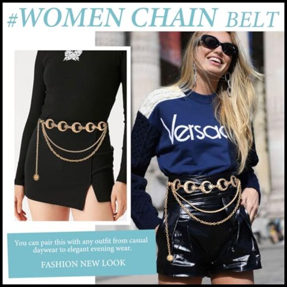 Metal Waist Chain Belt Multilayer Adjustable Alloy Fashion Belt